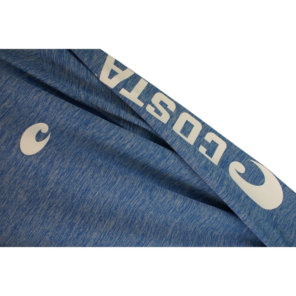 Costa Del Mar Mens XXL Blue Heathered Long Sleeve Performance Shirt Logo Fishing - Picture 2 of 9